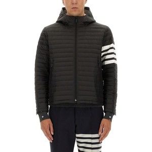 Thom Browne Cropped Down Jacket With Hood And Contrasting Stripes - NWT